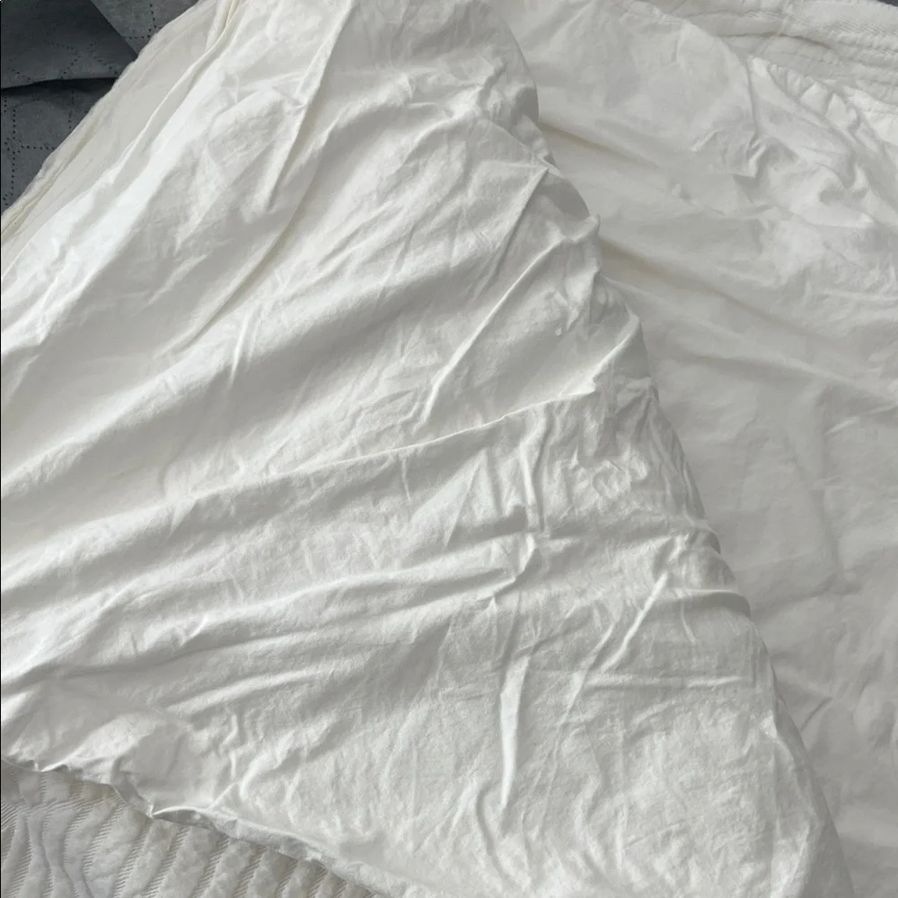 West Elm Silky TENCEL & Cotton Matelasse Rippled King/Cal. King Duvet, White